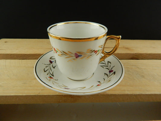 ANTICO TAZZA IMPERO PORCELLANA CARL TIELSCH ALTWASSER 1870 DIPINTA MANO DIFETTO