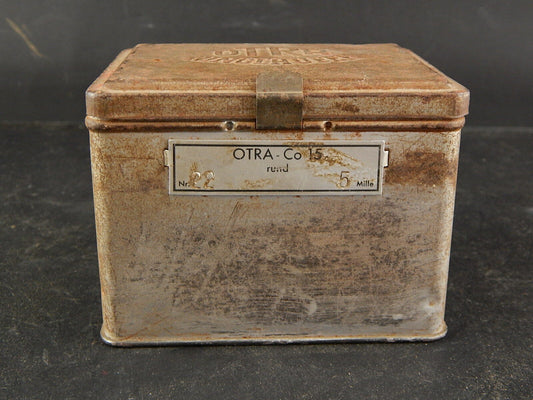 PUBBLICITARIO RARA ANTICA SCATOLA LATTA MADE GERMANY OTRA RINGLAUFER