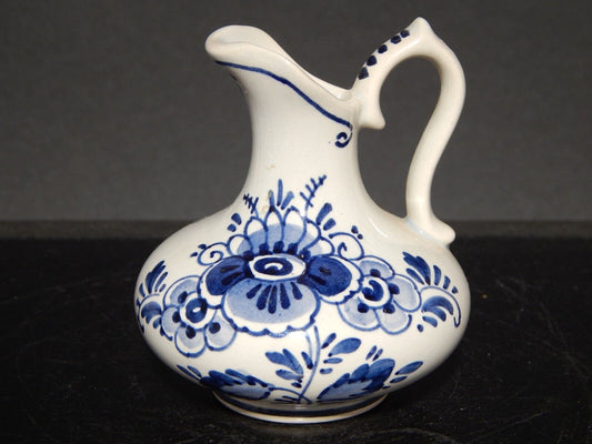 VINTAGE PICCOLO VASO ANFORA PYRAMIDE DELFT PORCELLANA DECORO A MANO BLU COBALTO