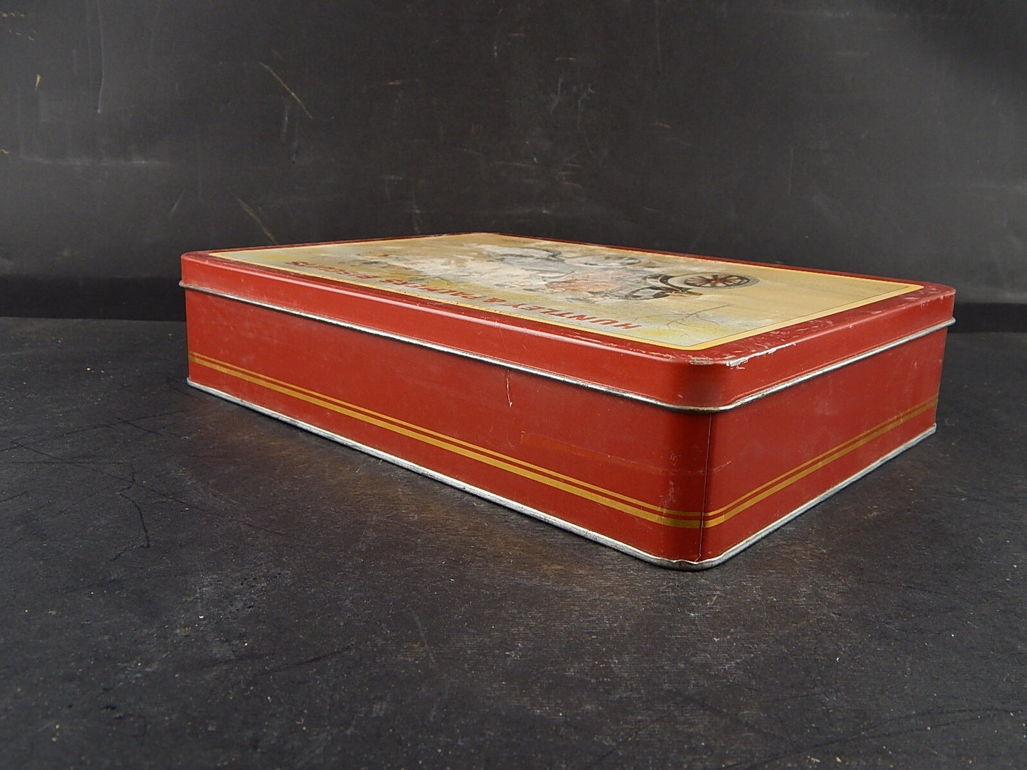 COLLEZIONE VINTAGE SCATOLA LATTA INGLESE BISCOTTI HUNTLEY & PALMERS BISCUITS #