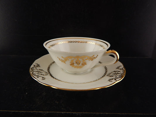 ANTICA TAZZA CAFFÈ PORCELLANA BIANCA ORO PORCELAINE COMPAGNIE LUXE NATIONALE