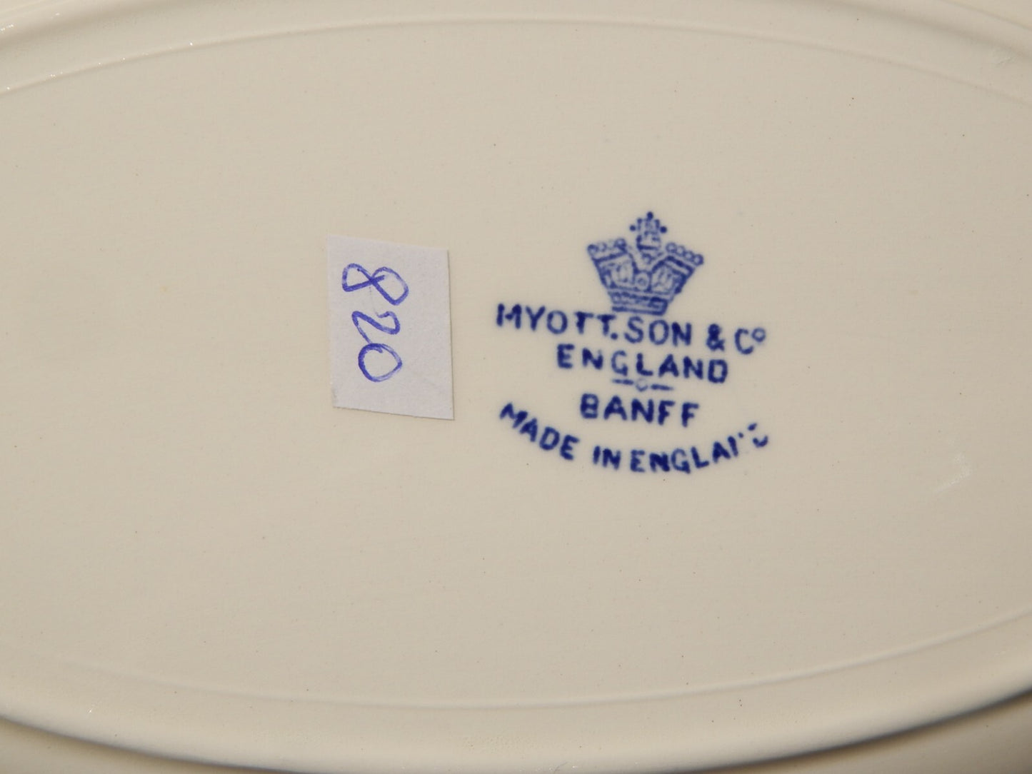 ANTICO VASSOIO RAVIERA CERAMICA MYOTT SON STAFFORDSHIRE ENGLAND BANFF BIANCO BLU