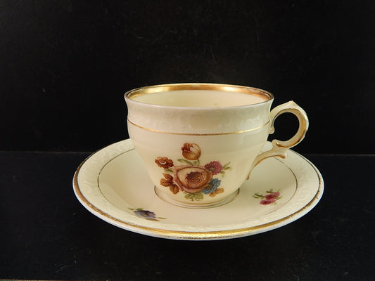 ANTICA TAZZA KPM COPENHAGEN PORCELLANA BOUQUET DI FIORI E ORO DEL 1924 #1207