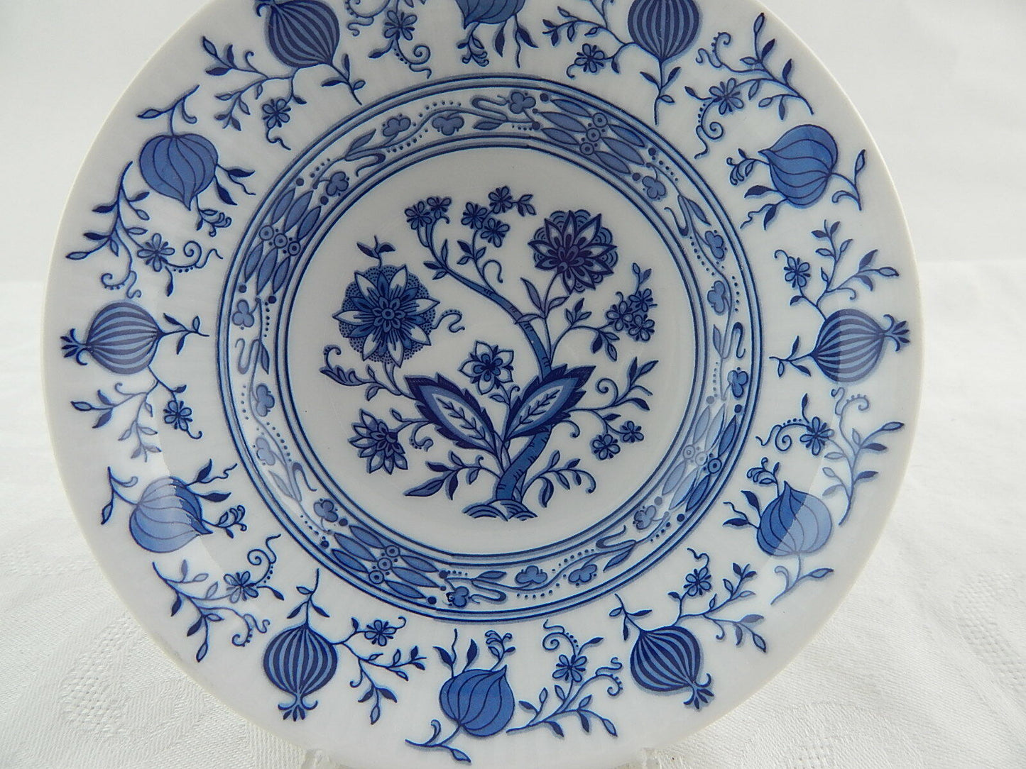 VINTAGE CIOTOLA SVUOTATASCHE PORCELLANA SELTMANN WEIDEN CIPOLLA BIANCO BLU