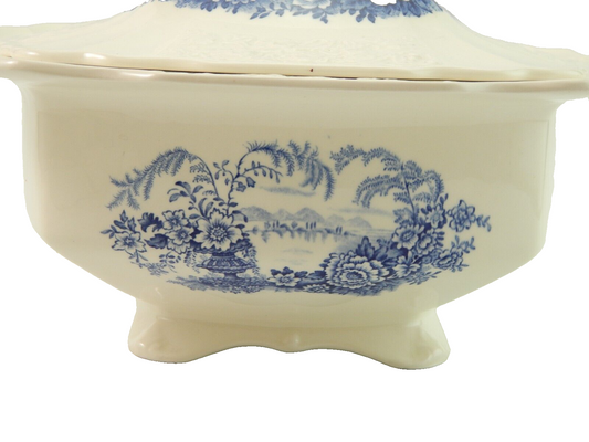 ANTICA RARISSIMA ZUPPIERA CERAMICA MYOTTS STAFFORDSHIRE ENGLAND BANFF BIANCO BLU