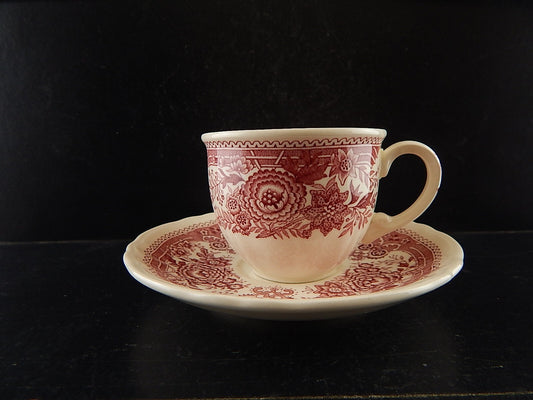 VINTAGE TAZZA CAFFE' PORCELLANA VILLEROY&BOCH DECORO BURGENLAND ROSSO