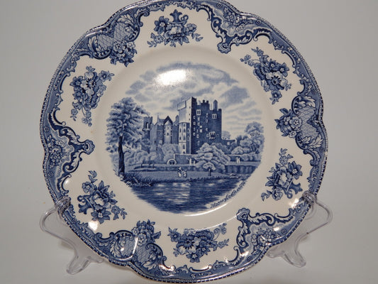 VINTAGE JOHNSON BROS OLD BRITAIN CASTLE BLU PIATTO PIANO PORCELLANA DIFETTO 1922
