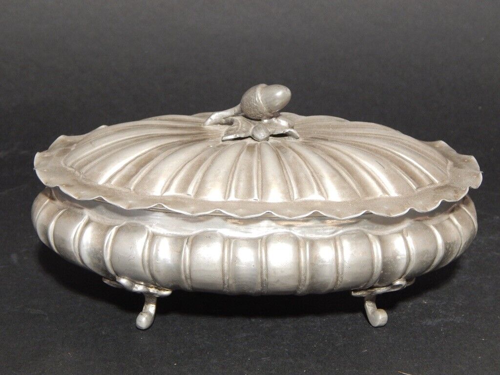 ANTICA COLLEZIONE ELEGANTE PREZIOSA SCATOLA PORTA GIOIE BONBONS IN PELTRO 95%