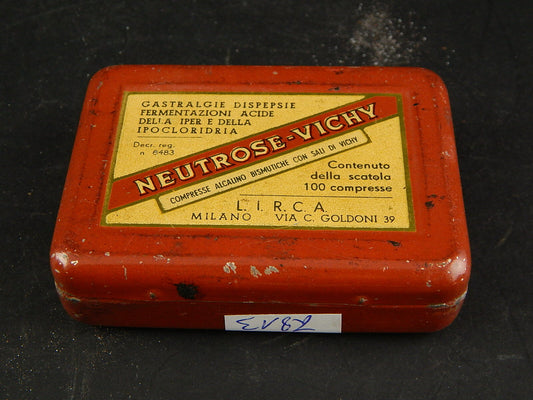 PUBBLICITARIO FARMACIA VINTAGE SCATOLA COMPRESSE NEUTROSE VICHY LIRCA MILANO
