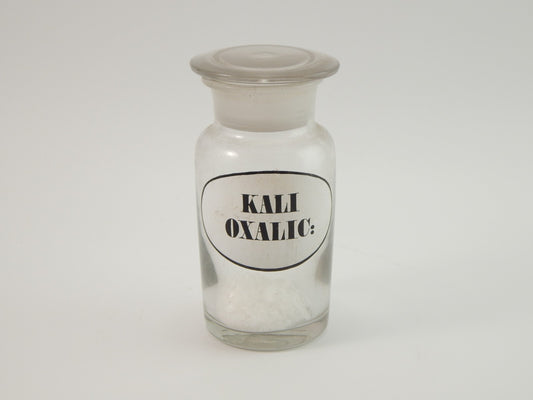 ANTICO VASO BARATTOLO VETRO SOFFIATO FARMACIA ETICHETTA KALI OXALIC