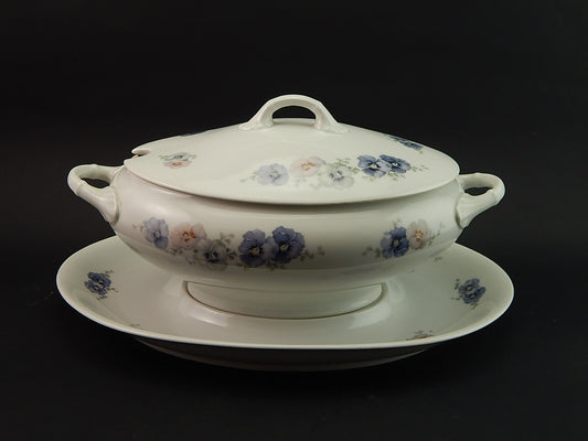 ANTICA 1920 ZUPPIERA CENTROTAVOLA PORCELLANA THOMAS ROSENTHAL VIOLE DEL PENSIERO