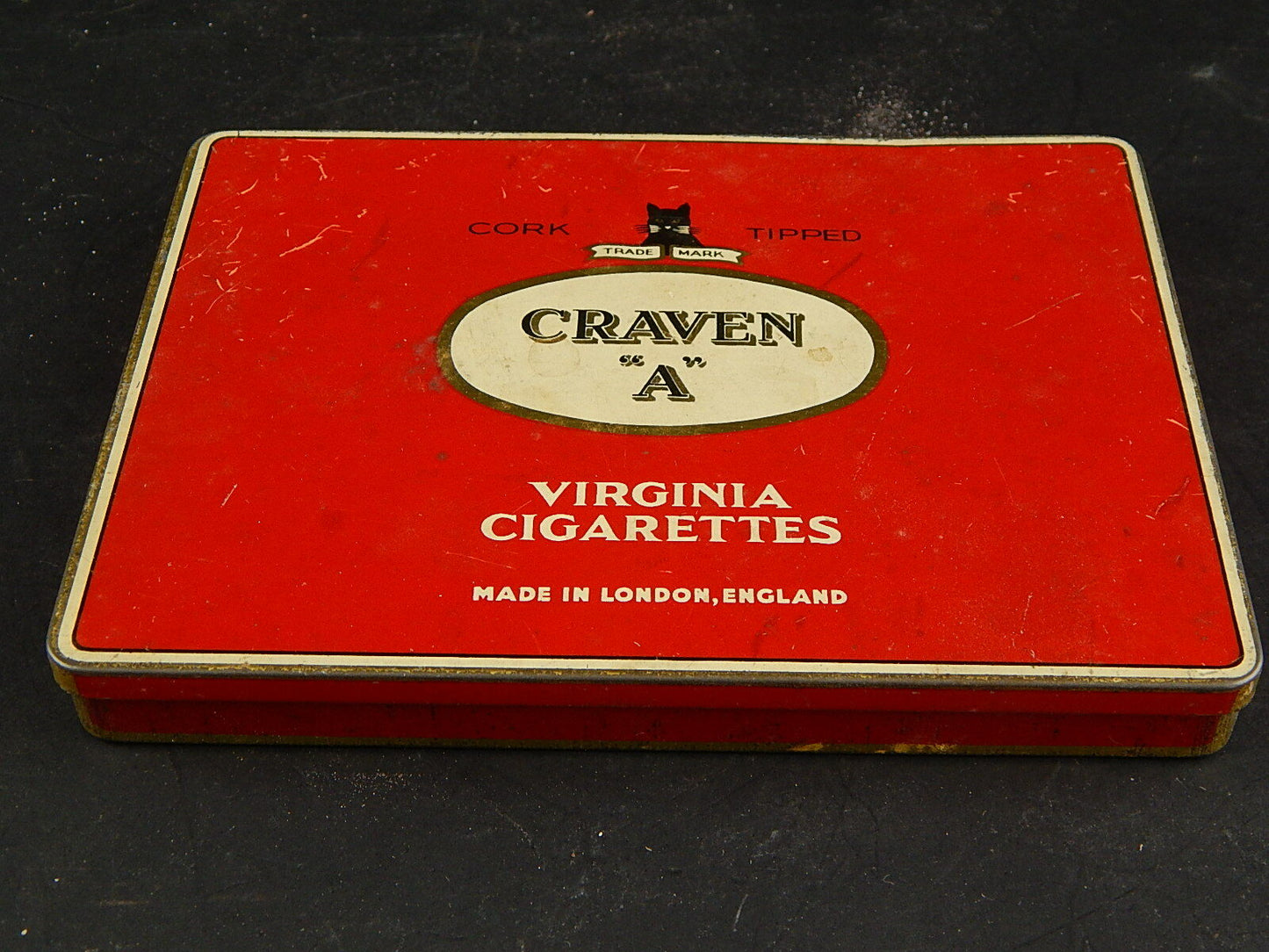 PUBBLICITARIO VINTAGE SCATOLA SIGARETTE MADE ENGLAND VICTORIA CIGARETTES CRAVEN