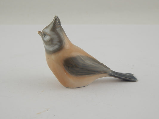 ROYAL COPENHAGEN ANTICA STATUINA PORCELLANA CINCIA DAL CIUFFO CRESTED TITMOUSE