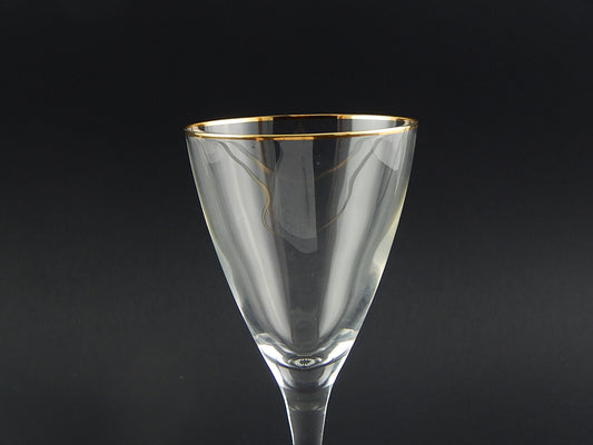 ANTICO ART DECO BICCHIERE CALICE CRISTALLO CON PROFILO ORO ZECCHINO