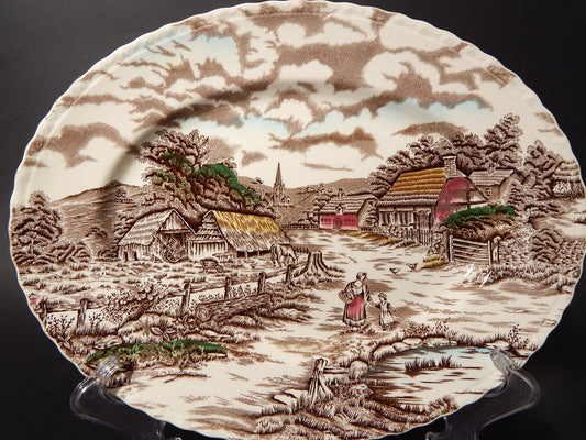 ANTICO VASSOIO CERAMICA INGLESE MYOTT DISEGNO RURAL SCENE STAMPA A MANO X553