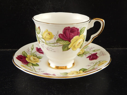 VINTAGE RARA TAZZA PORCELLANA INGLESE ROYAL STAFFORD DECORO SUMMER DAY