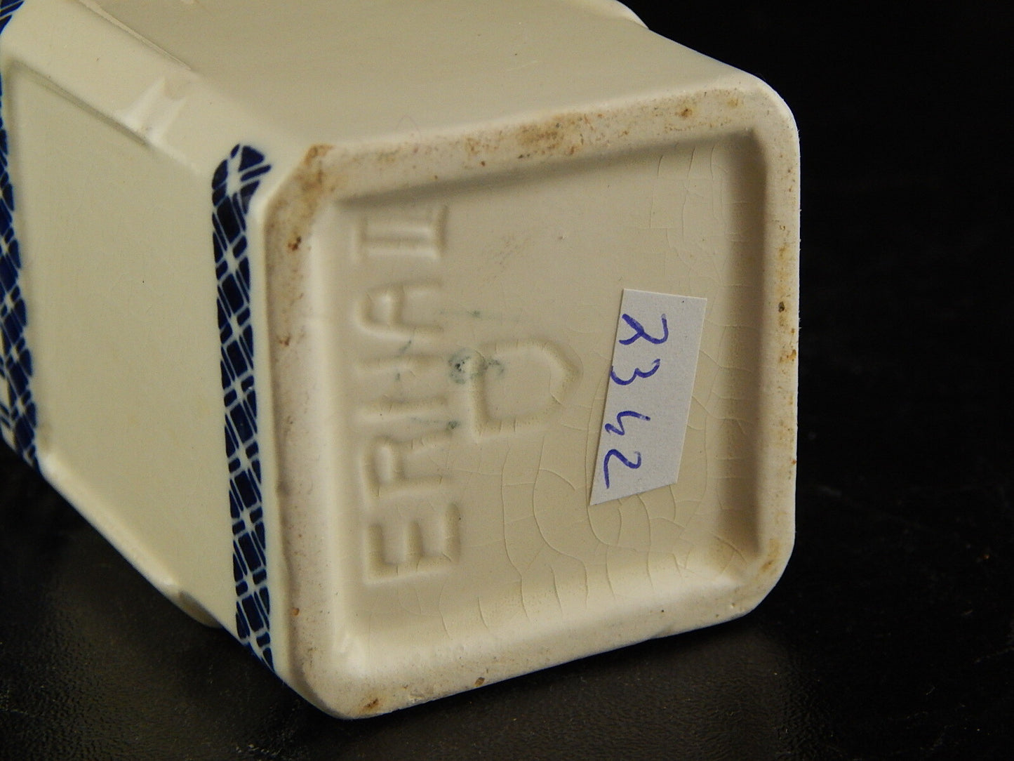 ANTICO BARATTOLO SPEZIE CERAMICA CARDAMOMO CUCINA ART DECO PRIMO 900 BIANCO BLU