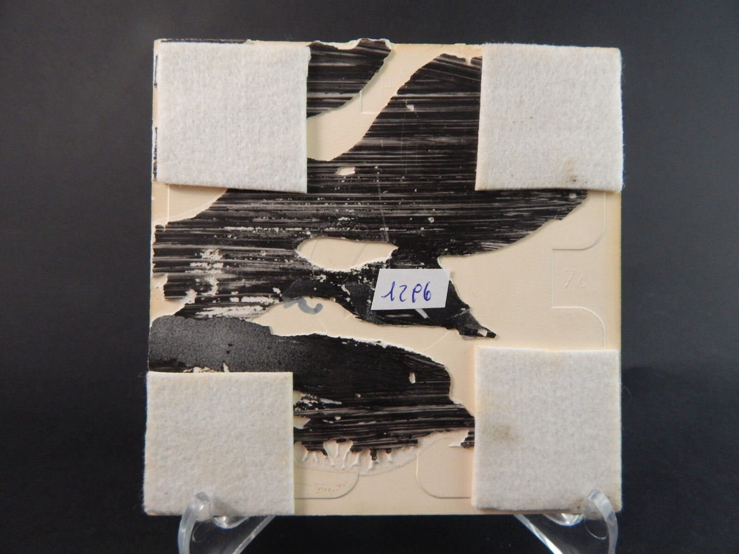 VINTAGE AUTENTICA PIASTRELLA MATTONELLA PORCELLANA DI DELFT BIANCO BLU PAESAGGIO