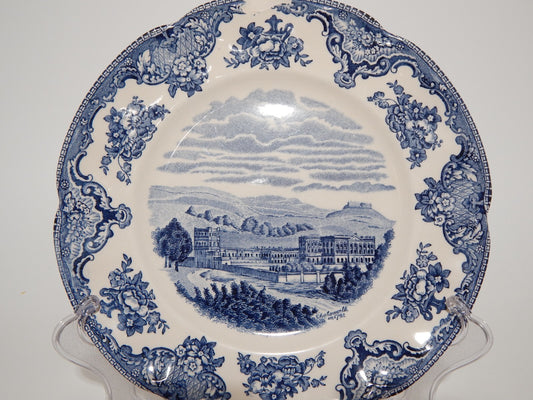 VINTAGE JOHNSON BROS PIATTO OLD BRITAIN CASTLE BLU PORCELLANA DIFETTO #1901