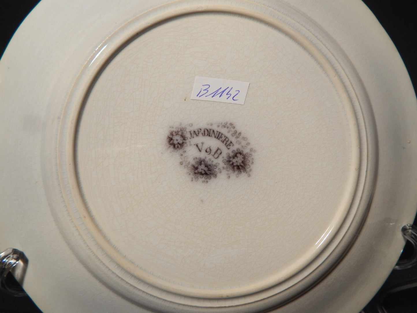 ANTICO PIATTO CERAMICA DISEGNO JARDINIERE VILLEROY & BOCH FINE '800 difetto 1142