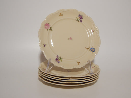 PREZIOSO ANTICO SERVIZIO 6 PIATTI DESSERT PORCELLANA ROSENTHAL POMPADOUR