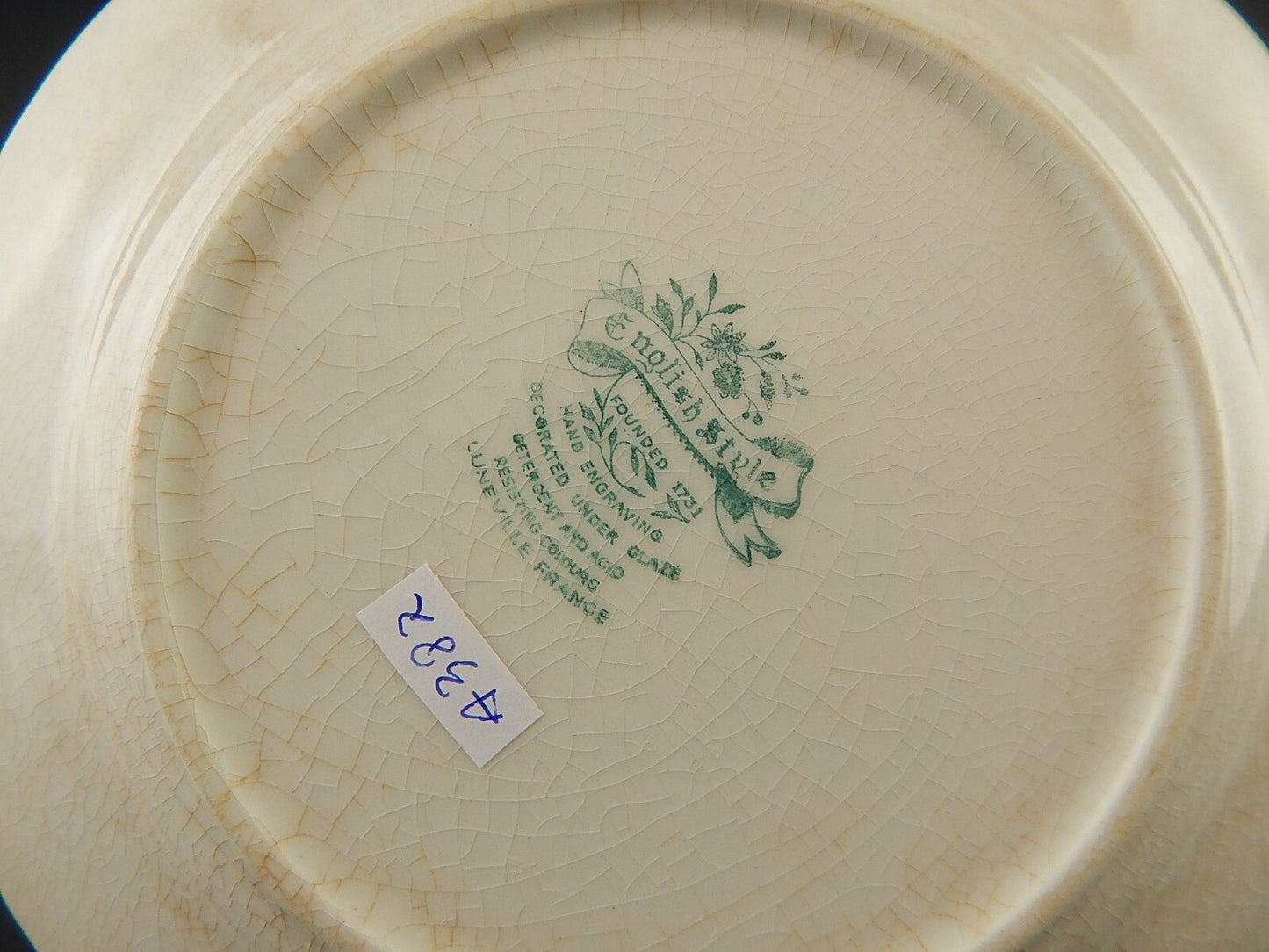 ANTICO PIATTO CERAMICA MAIOLICA LUNEVILLE ENGLISH STYLE BIANCO E ROSSO A387