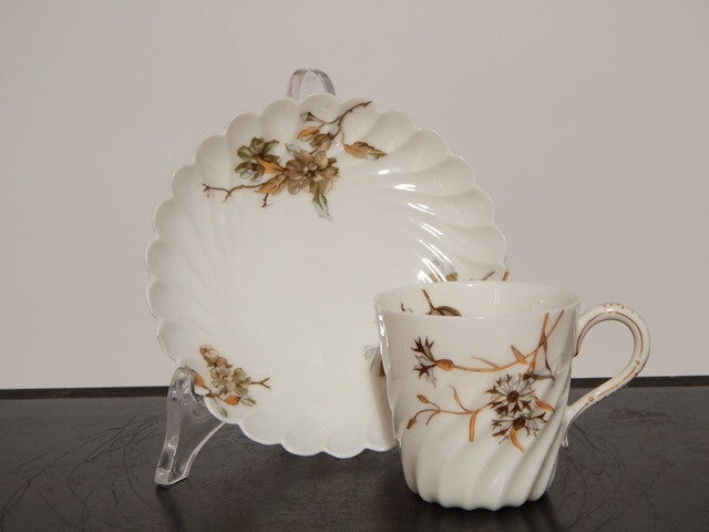 ANTICA ART NOUVEAU TAZZINA CAFFE' PORCELLANA HAVILAND & CO LIMOGES FIORI ROVO ¶