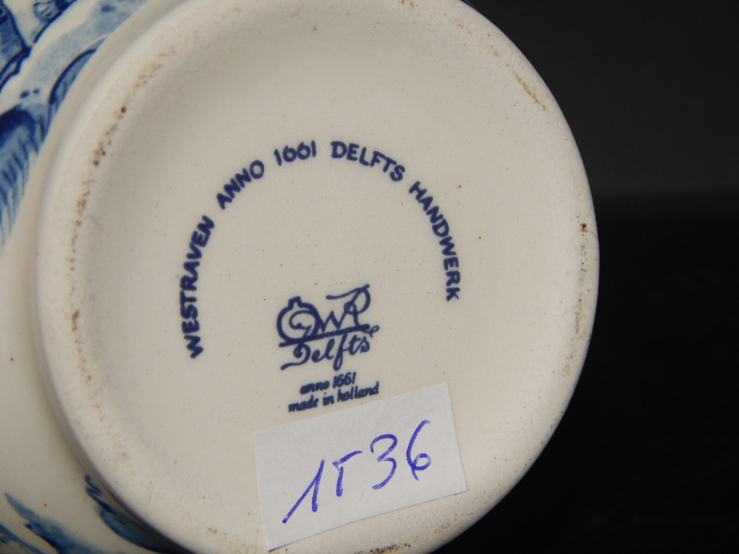 VINTAGE VASO BARATTOLO CERAMICA DELFTS WESTRAVEN 1661 MULINO A VENTO FATTO MANO