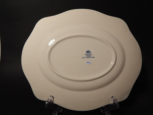 VINTAGE JOHNSON BROS OLD BRITAIN CASTLE BLU VASSOIO SEMI-PORCELLANA