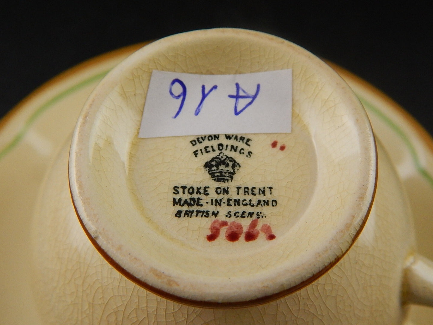 ANTICA TAZZA DA TE' POTTERY CERAMICA INGLESE DEVON WARE FIELDINGS DEL 1917 A16