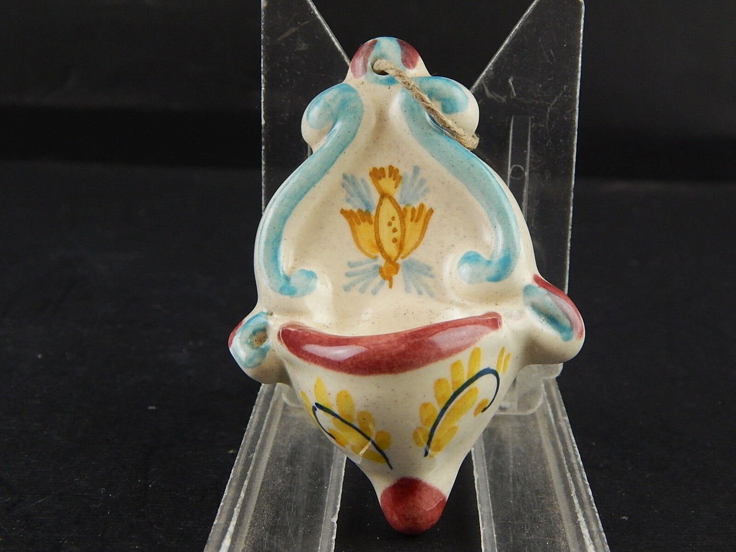 VINTAGE ARTE SACRA ACQUASANTIERA IN CERAMICA COLOMBA DELLA PACE