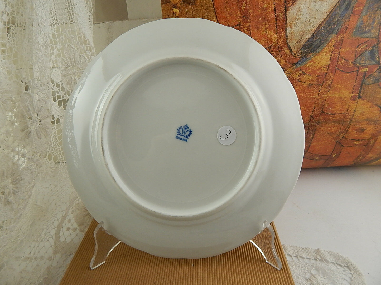 ANTICO RARO PIATTO PIANO PORCELLANA BLUE FLUTED WINTERLING BAVARIA DIFETTO #3