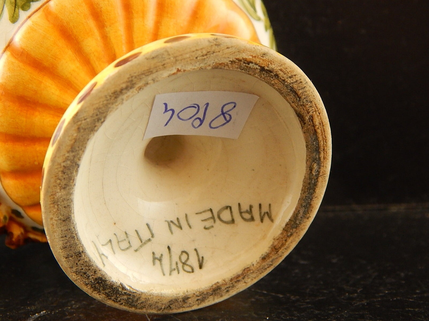 ANTICA TAZZA MAIOLICA CERAMICA POLICROMA FANTECHI ANSA A SERPE PRIMO 900 #8904