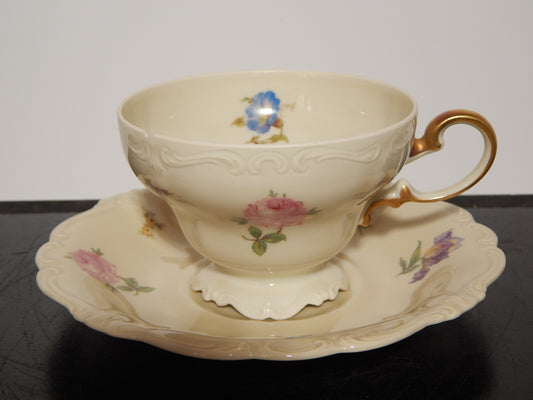 PREZIOSA ROCAILLE ANTICA TAZZA DA TE' PORCELLANA ROSENTHAL POMPADOUR DIFETTO