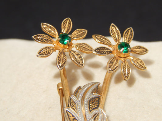 VINTAGE BIJOUX ELEGANTE SPILLA DORATA TEMA FLOREALE