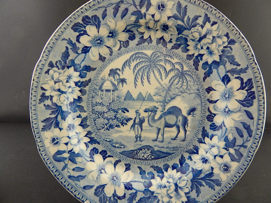 ANTICO RARISSIMO PIATTO INGLESE CERAMICA 1837-50 POUNTNEY & GOLDNEY DROMEDARIO