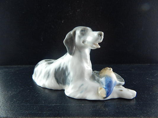 VINTAGE ROYAL COPENHAGEN RARA AUTENTICA STATUINA PORCELLANA SETTER CON FAGIANO
