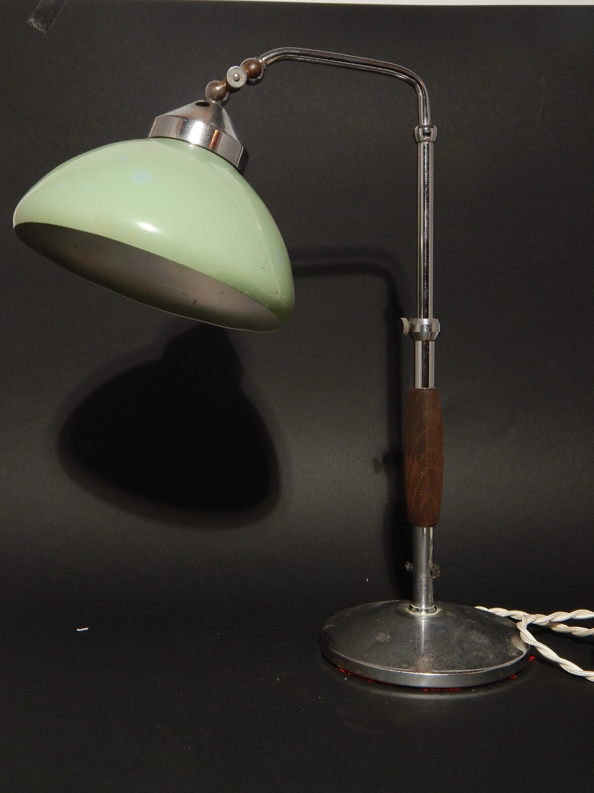 ANTICA RARA LAMPADA TAVOLO SCRIVANIA ART DECO MINISTERO PARALUME LATTA VERDE