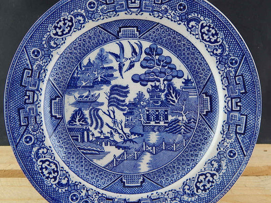 ANTICO PIATTO PORCELLANA WILLOW VITTORIANO LONDON FINE 800 COLLEZIONE