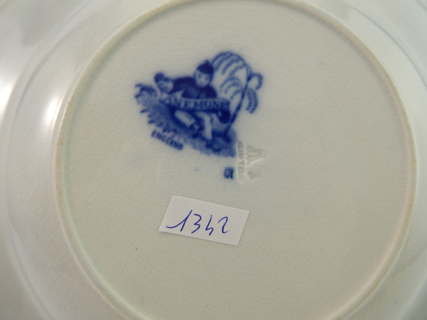 ANTICO RARO PIATTO FONDO PORCELLANA MINTON 1830 STAFFORDSHIRE DECORO ANEMONE