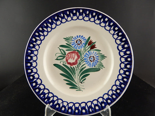 VINTAGE PIATTO DECORATIVO CERAMICA VEDOVA BESIO & FIGLIO MONDOVI' DIPINTO MANO