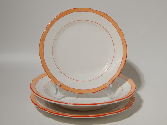 ANTICO ART DECO SERVIZIO TAVOLA 18 PIATTI CERAMICA REVELLI LAVENO FASCIA ARANCIO