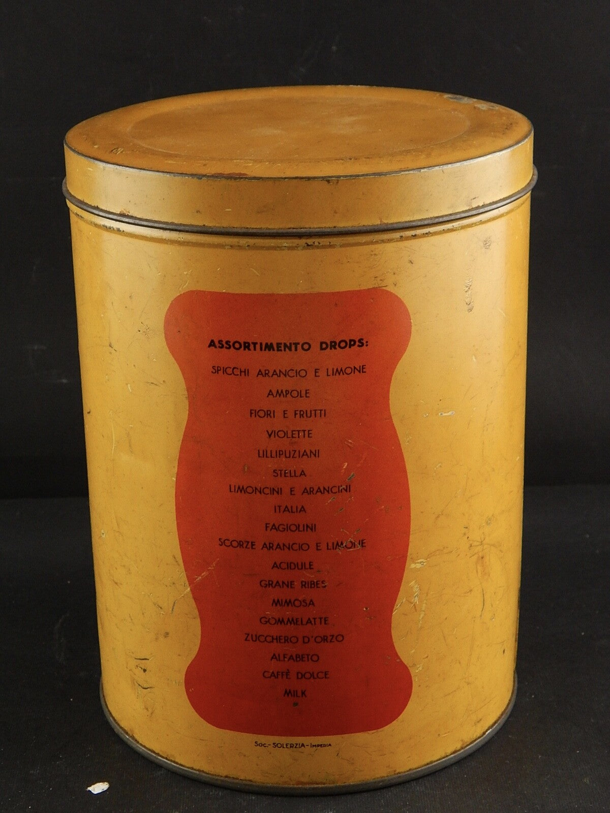 PUBBLICITARIO ANTICA SCATOLA LATTA STAMPATA CARAMELLE E. DE COSTER & C. TORINO