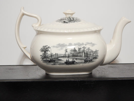 ANTICA RARA TEIERA INGLESE SEMI PORCELLANA COPELAND SPODE PAESAGGIO MARINO