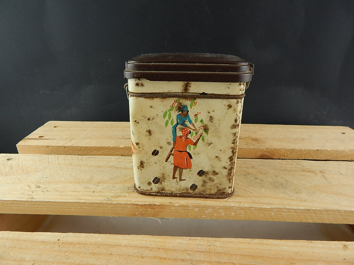 COLLEZIONE VINTAGE ORIGINALE SCATOLA DI LATTA CAFFE' COFFEE TIN BOX