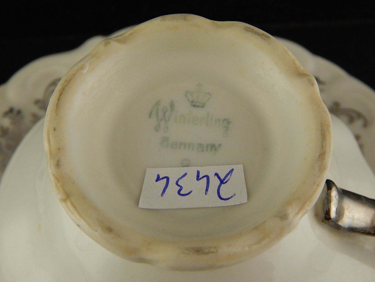 ANTICA ART DECO PREZIOSA TAZZA TE' PORCELLANA ARGENTO 925 WINTERLING BAVARIA