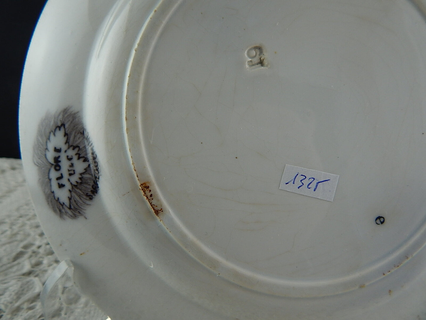 ANTICO PIATTO CERAMICA SARREGUEMINES U&C COLLEZIONE FLORE 1800 ART NOUVEAU #1325