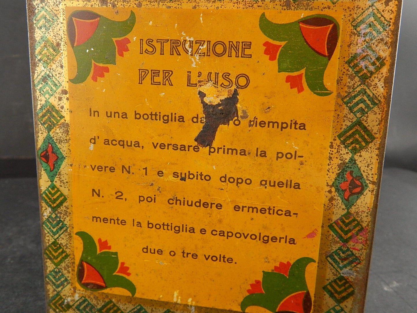 COLLEZIONE ANTICA RARA SCATOLA LATTA POLVERI BRIOSCHI MARCA DELLA REAL CASA