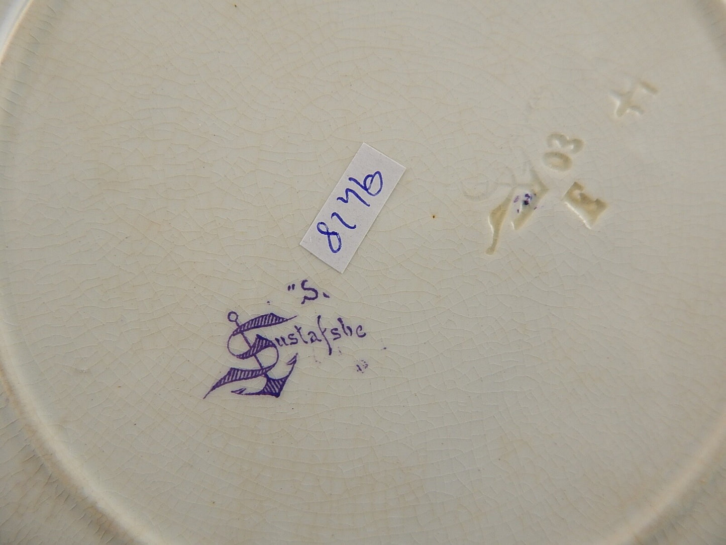 ANTICO PIATTO CERAMICA META' 800 GUSTAVSBERG TRANSFERWARE VIOLA #9428