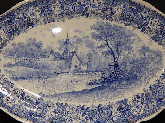 VINTAGE GRANDE VASSOIO OVALE PORCELLANA VILLEROY&BOCH METTLACH SAAR BURGENLAND